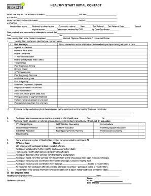 Healthy Start Initial Contact Form