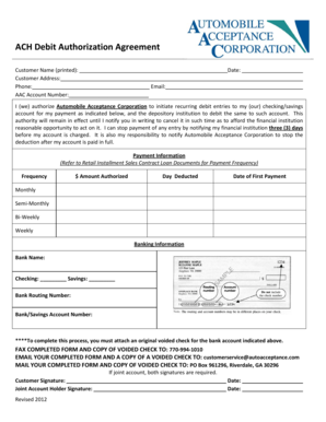 ACH Debit Authorization Agreement