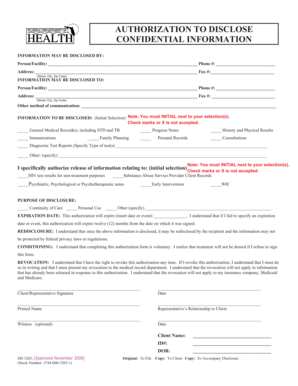 Authorization to Disclose Confidential Information