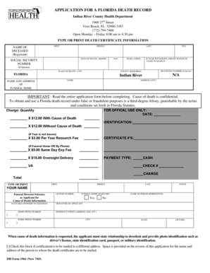 Florida Death Record Application