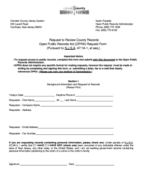 OPRA Request Form