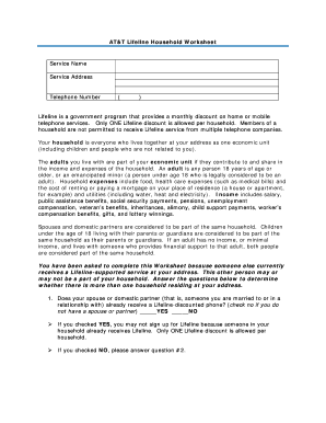 AT&T Lifeline Household Worksheet