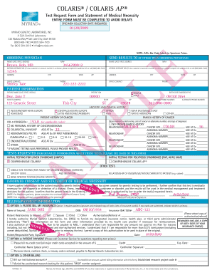 Myriad Genetic Laboratories Test Request Form