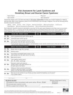 Lynch Syndrome and HBOC Risk Assessment Form