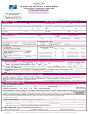 Panexia Test Request Form and Statement of Medical Necessity