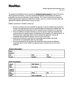 ResMac Appraisal Reconsideration Form