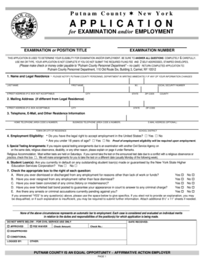 Putnam County Employment Application