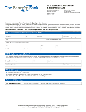 Bancorp HSA Application