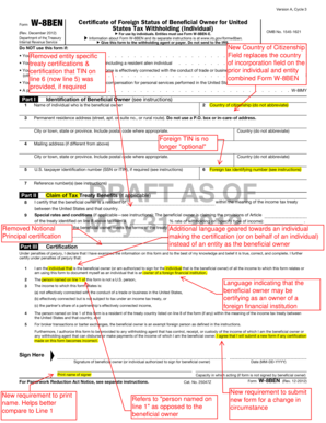 Form W-8BEN Certificate of Foreign Status