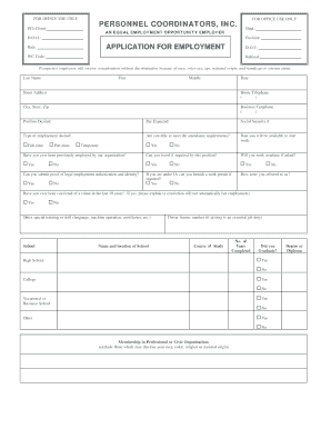 Employment Application Form