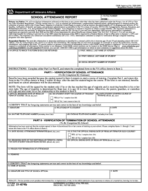 VA School Attendance Report Form