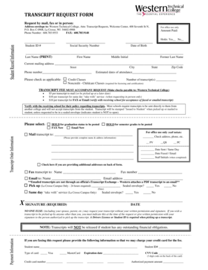 Western Technical College Transcript Request Form