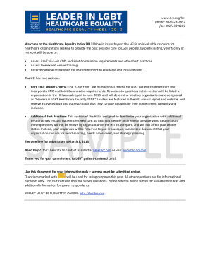 Healthcare Equality Index 2013 Survey