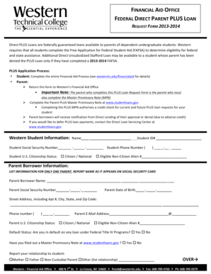 Federal Direct Parent PLUS Loan Request Form
