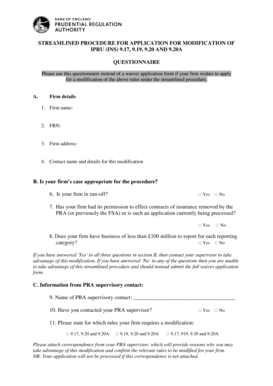 Modification by Consent of IPRU INS 917 919 920 920A - Questionnaire Waivers modifications - Waivers by consent