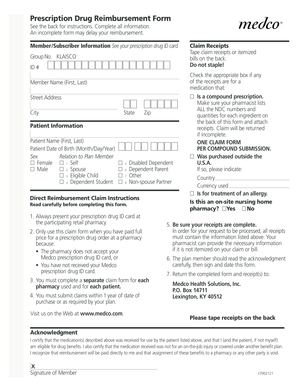Prescription Drug Reimbursement Form