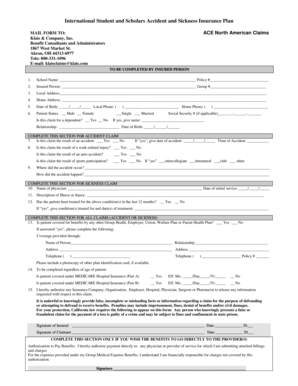 International Student Accident and Sickness Insurance Claim Form