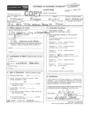 California Form 700 Statement of Economic Interests