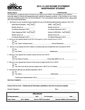 2013-14 Low Income Statement