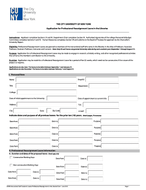 CUNY Professional Reassignment Leave Application