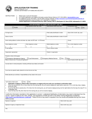 Indiana Training Application Form