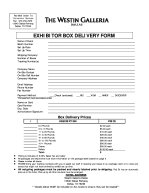 Exhibitor Box Delivery Form