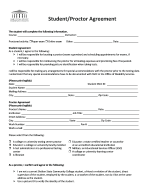 Student Proctor Agreement Form