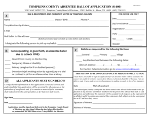 Tompkins County Absentee Ballot Application