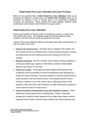 Smoke-Free Lease Addendum and Provisions