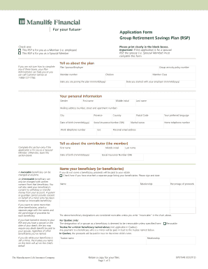 Group Retirement Savings Plan Application Form