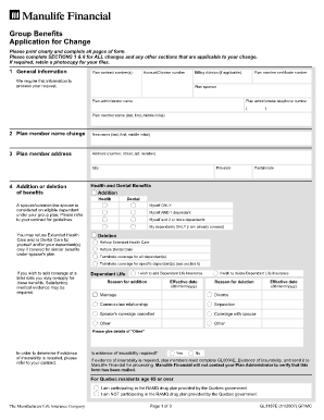 Group Benefits Application for Change