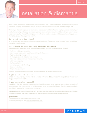 Freeman Installation and Dismantle Service Form