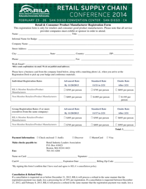 Retail & Consumer Product Manufacturer Registration Form