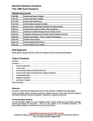 gmp self audit example form