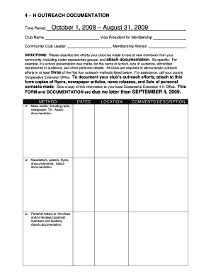 4-H Outreach Documentation Form