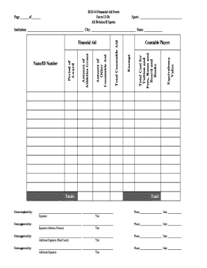 NCAA Division II Financial Aid Form 13-5h