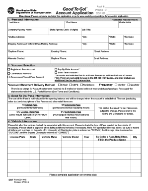 Washington State Good To Go! Account Application