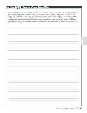 Business Vision and Goal Planning Worksheets