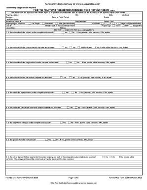 Two to Four Unit Residential Appraisal Field Review Report