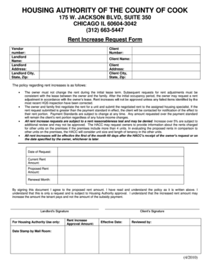 Cook County Rent Increase Request Form