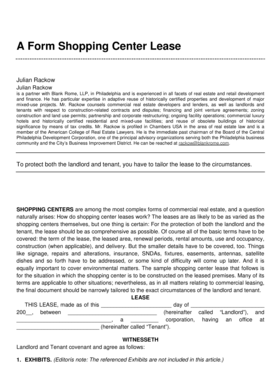 Shopping Center Lease Agreement