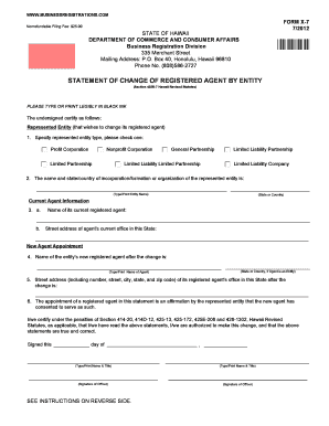 Hawaii Registered Agent Change Form