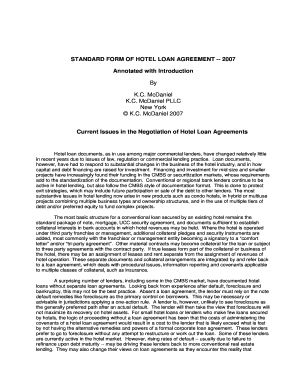 STANDARD FORM OF HOTEL LOAN AGREEMENT ... - ALI CLE