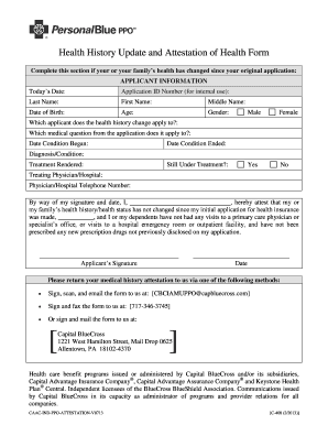 Nursing health history format - health history update form