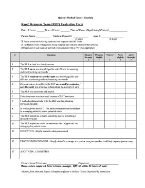 Event evaluation checklist - rapid response note template