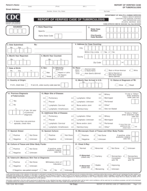 CDC Tuberculosis Case Report Form
