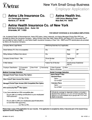 New York Small Group Business Employer Application