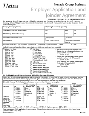 Nevada Group Business Employer Application and Joinder Agreement