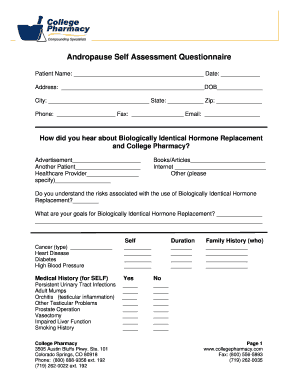 Andropause Self Assessment Questionnaire
