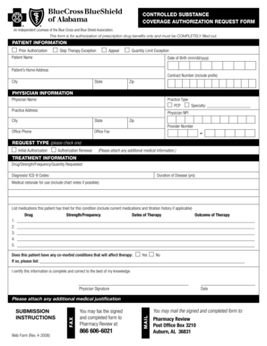 Controlled Substance Coverage Authorization Request Form